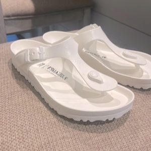 White Birkenstock Gizeh Flip Flops